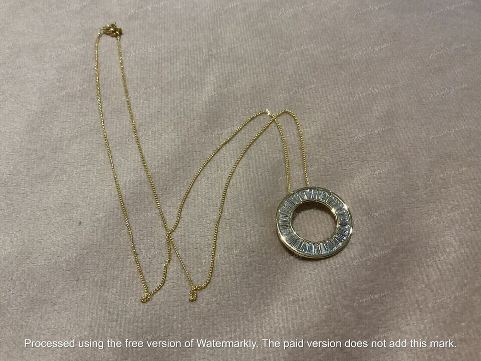 Circle Pendant 14k Yellow Gold Finish 2.30Ct Baguette Cut Lab-Created Diamond