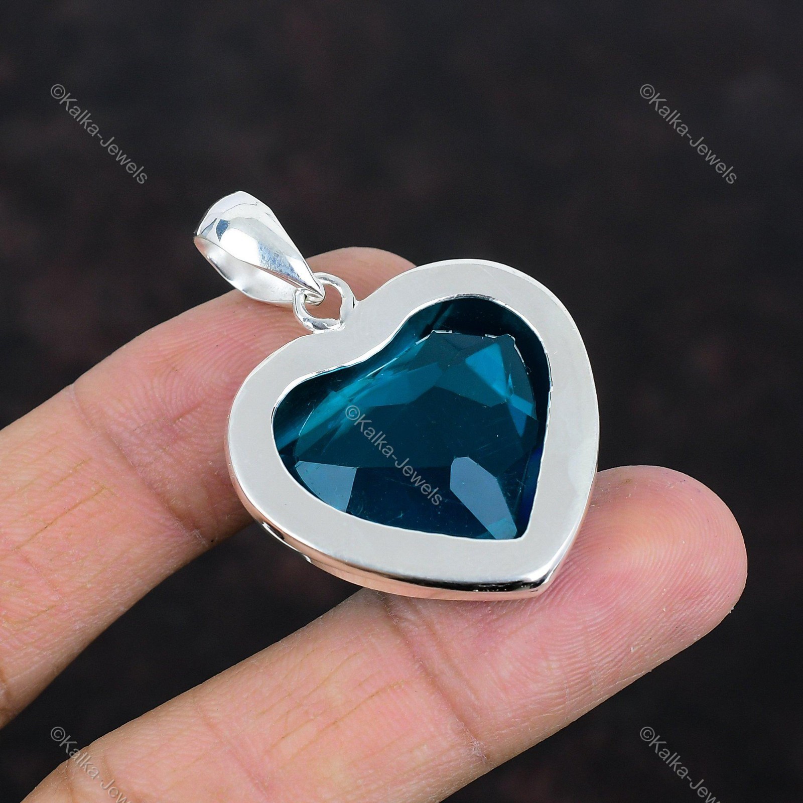 Faceted Indicolite Pendant 925 Sterling Silver Gemstone Pendant Handmade Jewelry