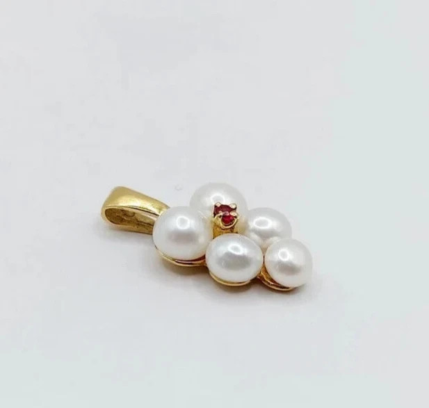 2Ct Round Cut Natural Pearl 5 Stone Pendant 14K Yellow Gold Plated Free 18″Chain