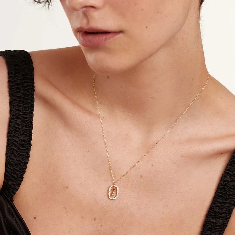 925 Sterling Silver Initial Letter Necklace Alphabet Pendant for Women