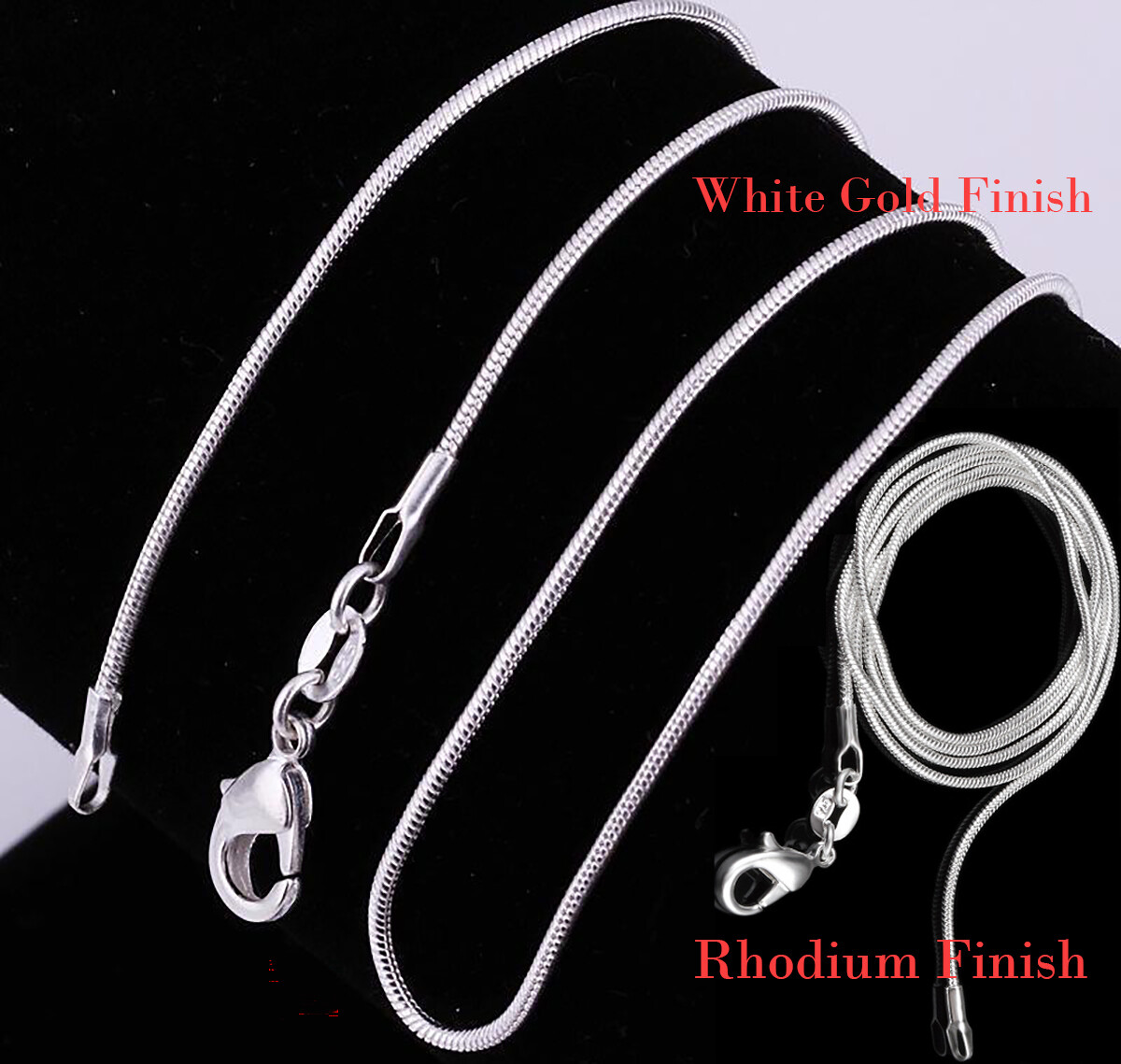 925 Sterling Silver Hypoallergenic Snake Chain Necklace 16″/18″/20/22/24-38 inch