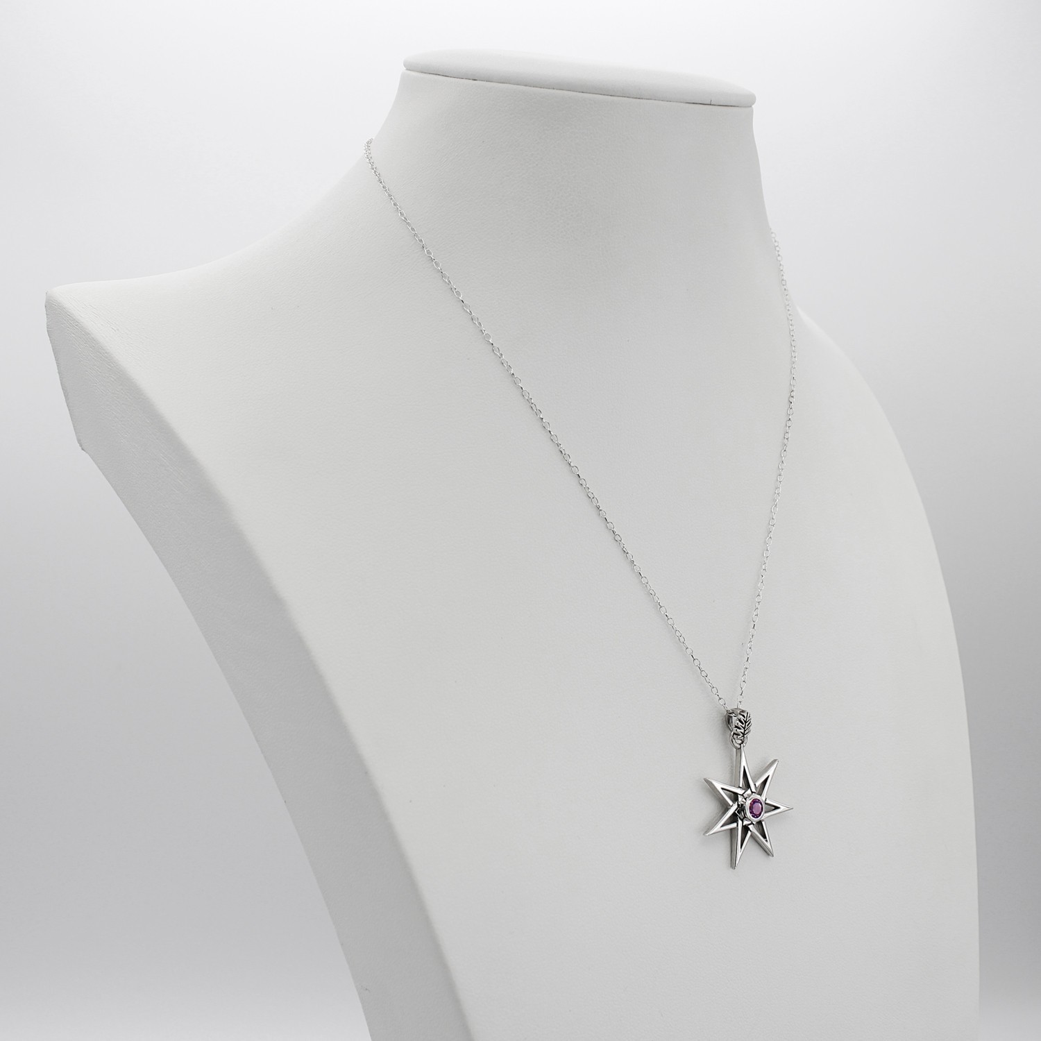 Sterling Silver Septagram with Amethyst Fairy Wicca Faerie Magic Star Jewelry