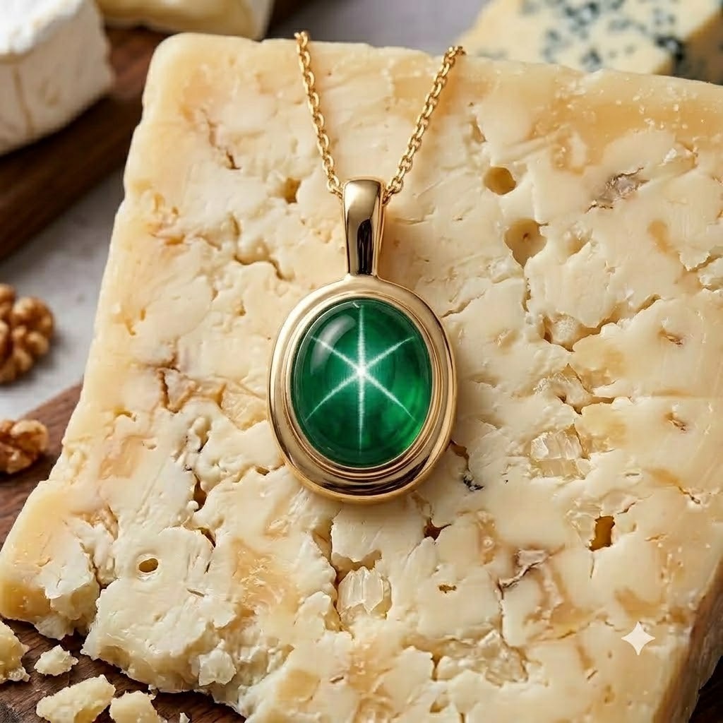 Green Star Sapphire Pendant Oval Gemstone 925 Sterling Silver Six Ray Gemstone