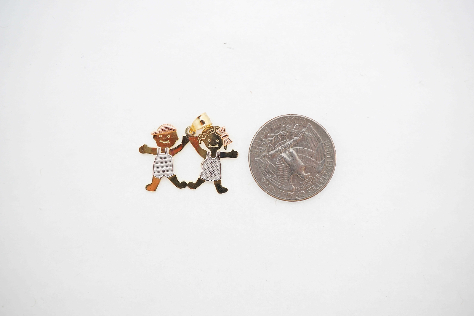 14K Multi-Tone Gold Unisex Boy Girl Pendant Charm 2.40g