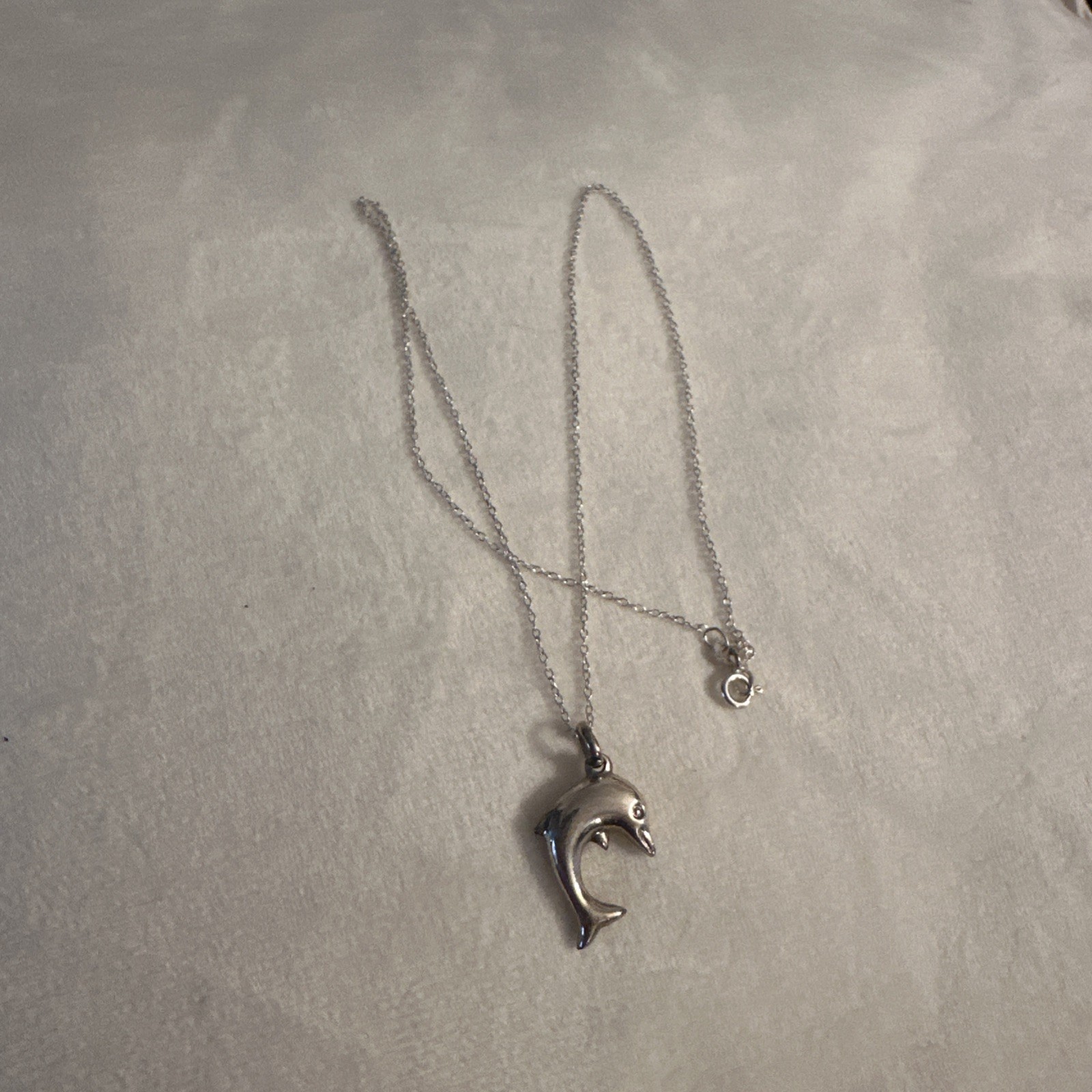 STERLING SILVER DOLPHIN PENDANT & CHAIN – 925 – 3cm Pendant – 40cm Chain