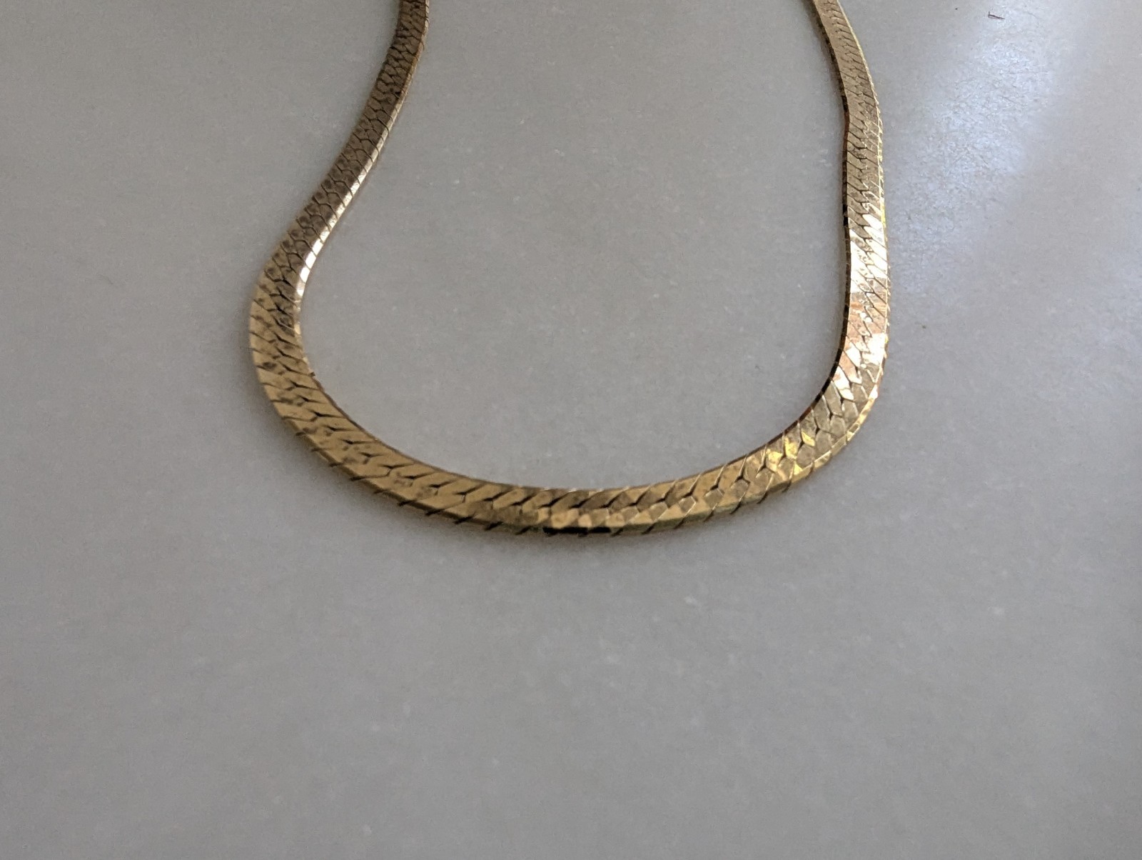 14k yellow gold necklace 20″ Italian herringbone link Wide chain vintage 29 gram