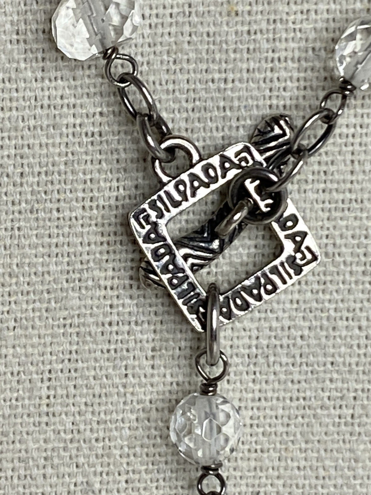 Silpada Necklace Sterling Silver Faceted Glass Beaded Lariat Signed Long 36”