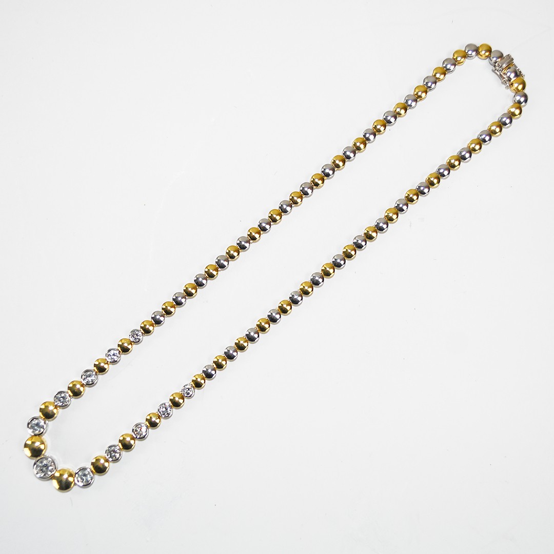 18K Two-Tone Gold Diamond Necklace 2.45ct