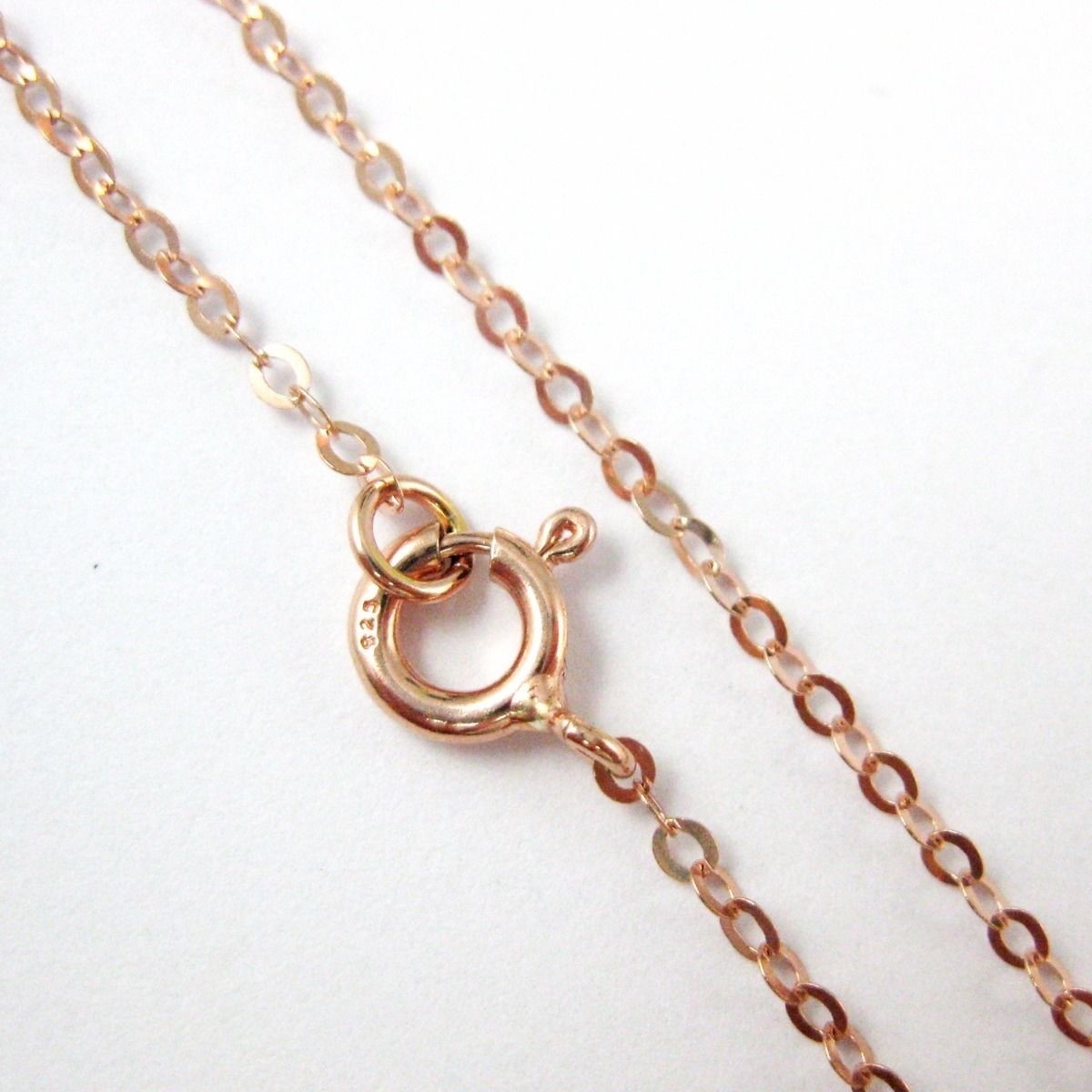 Rose Gold plated Sterling Silver Necklace Chain 2mm Flat Cable Link (All Sizes)