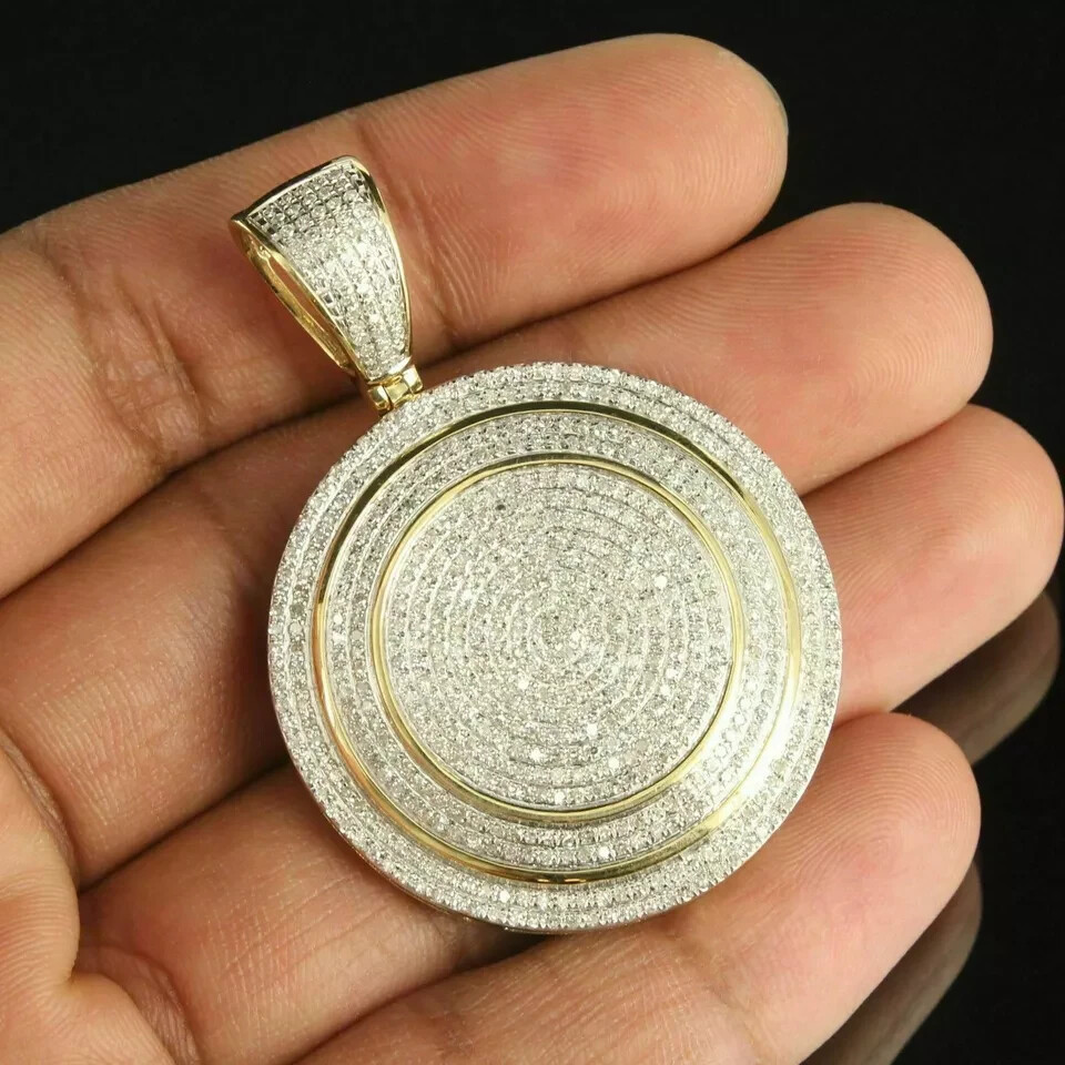 3.00Ct Round Brilliant Cut VVS1/D Diamond Unisex Pendant 14K Yellow Gold Finish