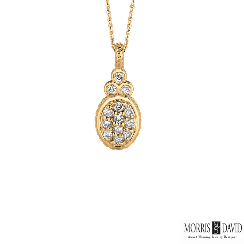 0.17 Carat Natural Diamond Oval Necklace 14K White Gold