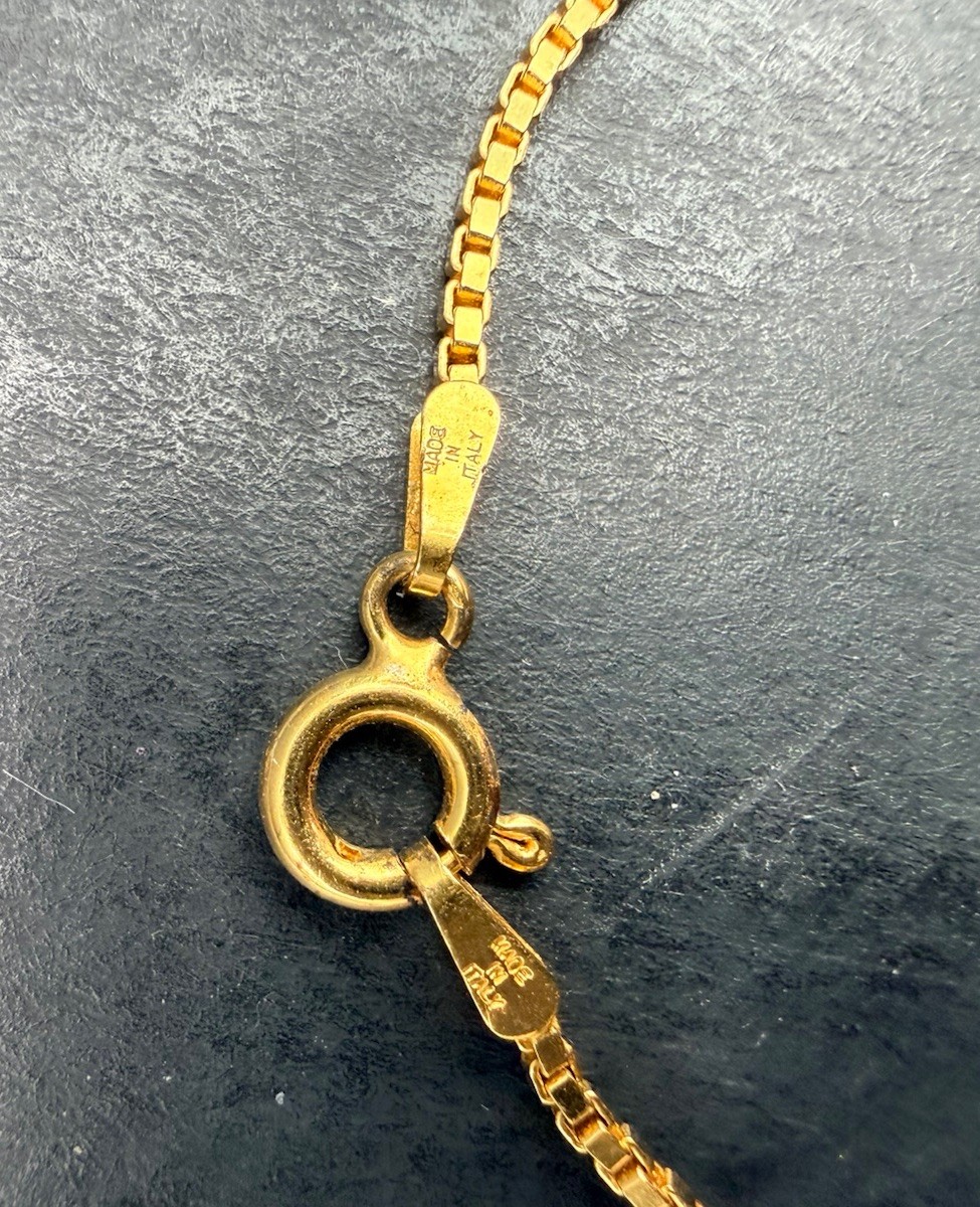 24” Gold Tone 925 Silver Milar Italy Box Link Chain 0.17ozt