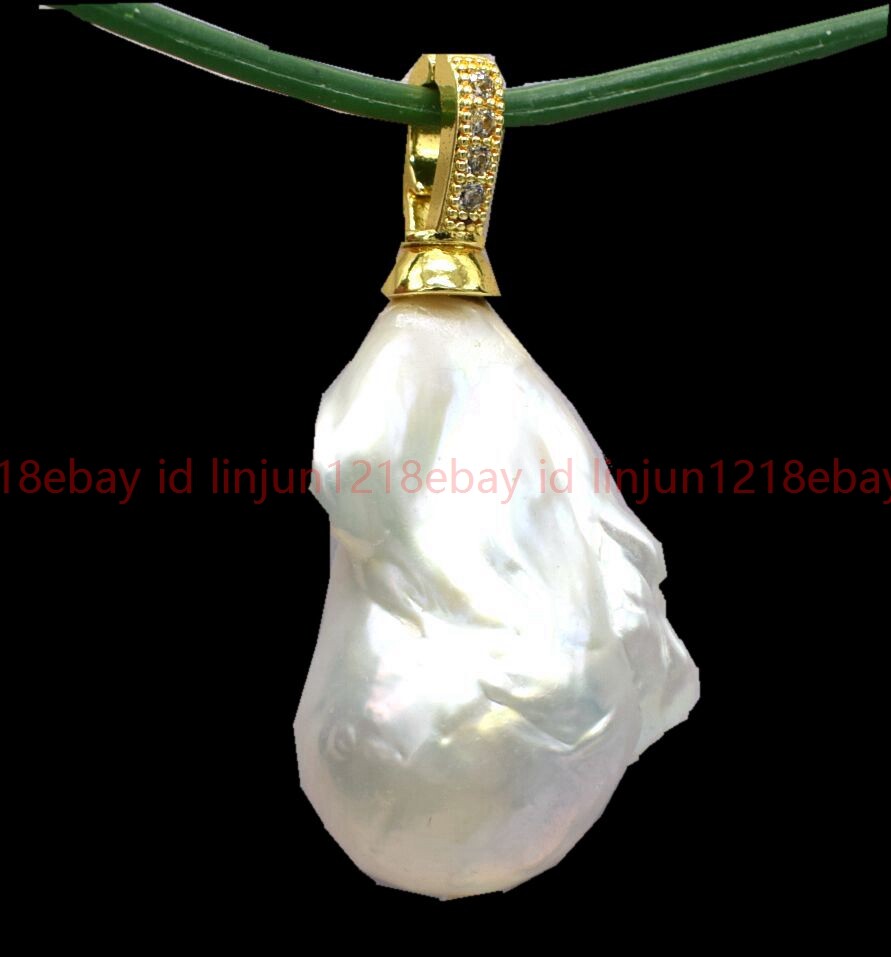 Huge 15x20mm Real Natural White Keshi Baroque Pearl Pendant