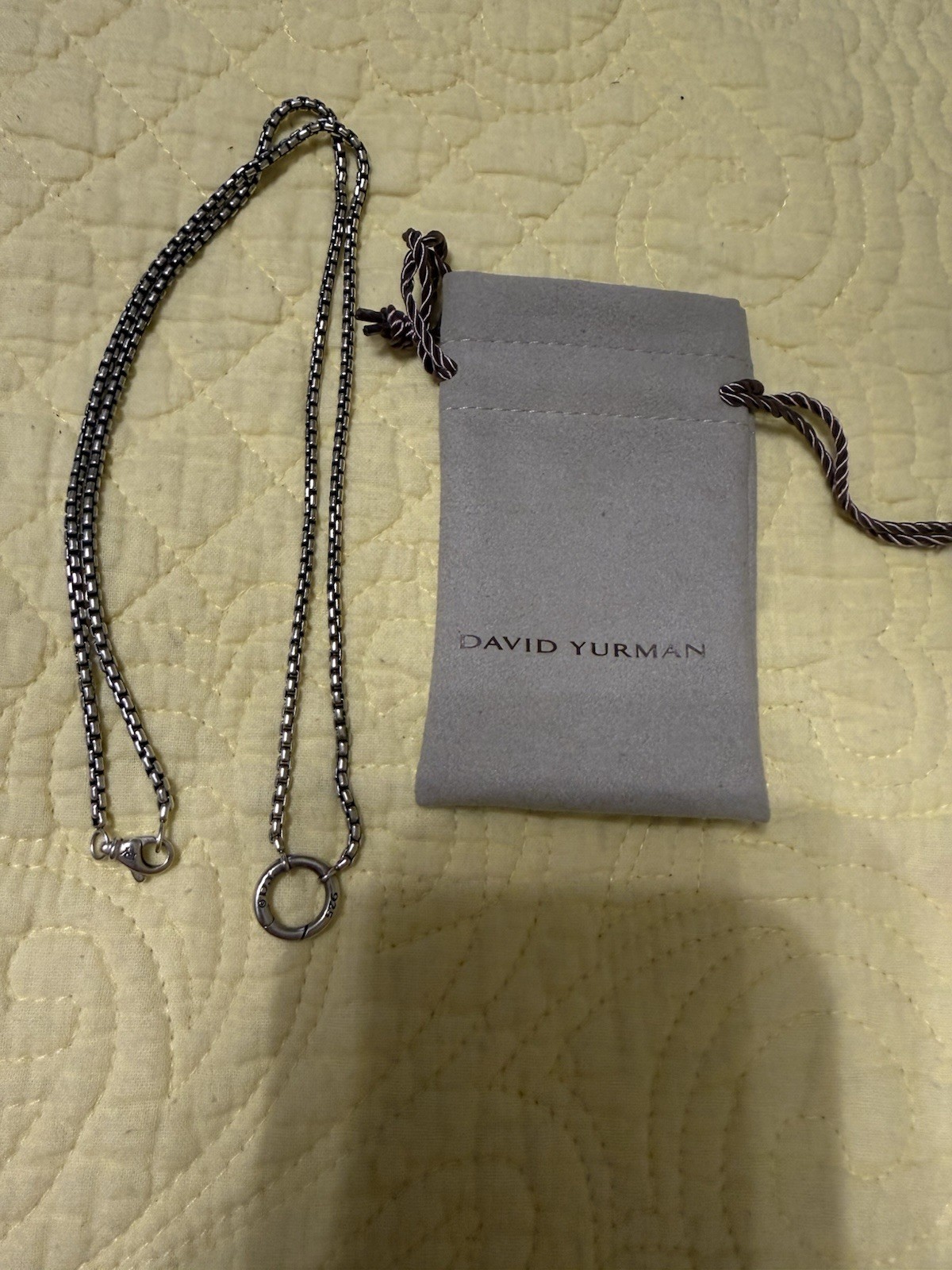 David Yurman Authentic Amulet Vehicle Box Chain Necklace Sterling Silver 24” EUC
