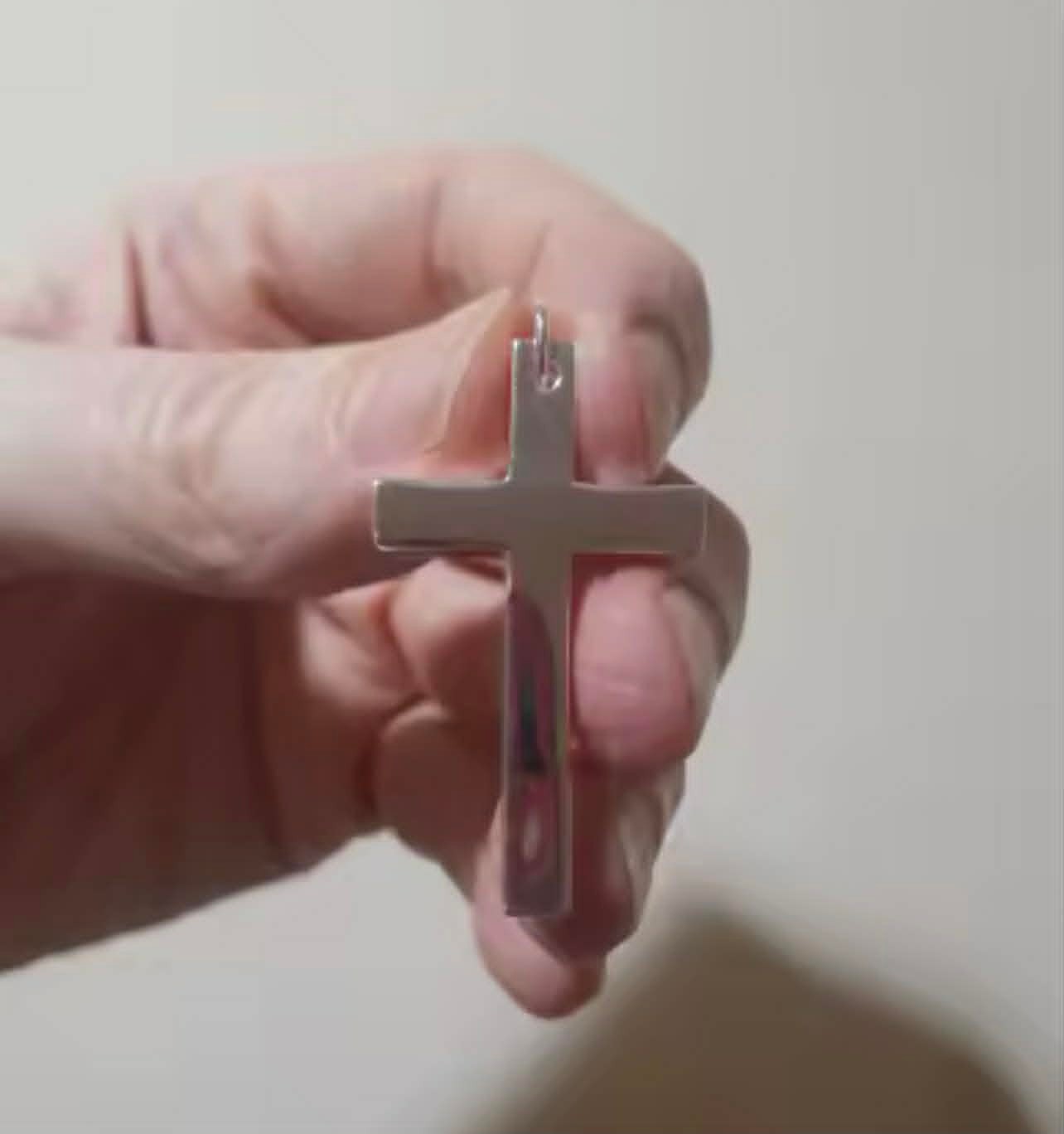 925 Sterling Silver Cross Pendant for Men and Women, 38 mm x 19 mm, 4 mm thick.