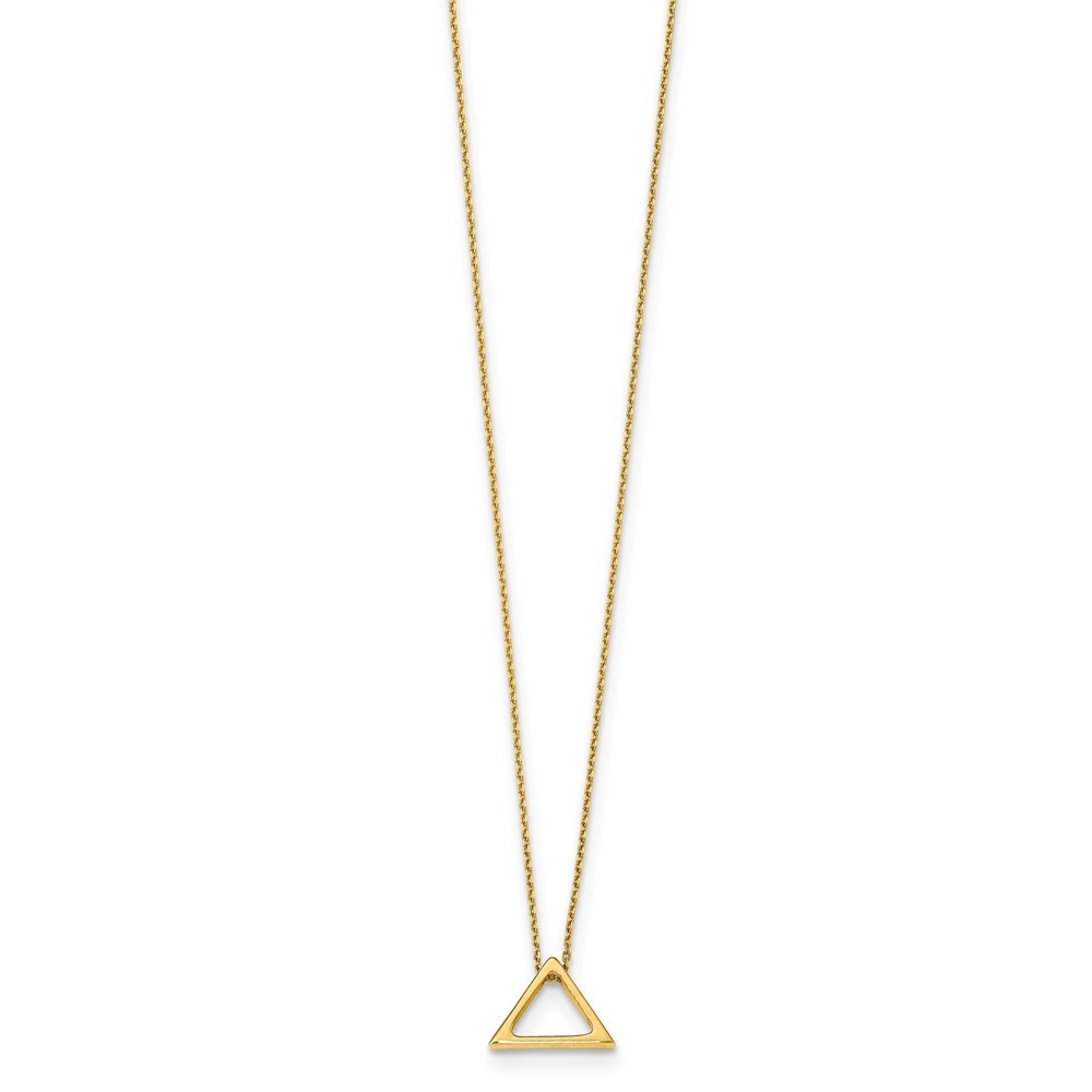 14k Yellow Gold Polished Triangle Necklace 16″ w/2 in ext.