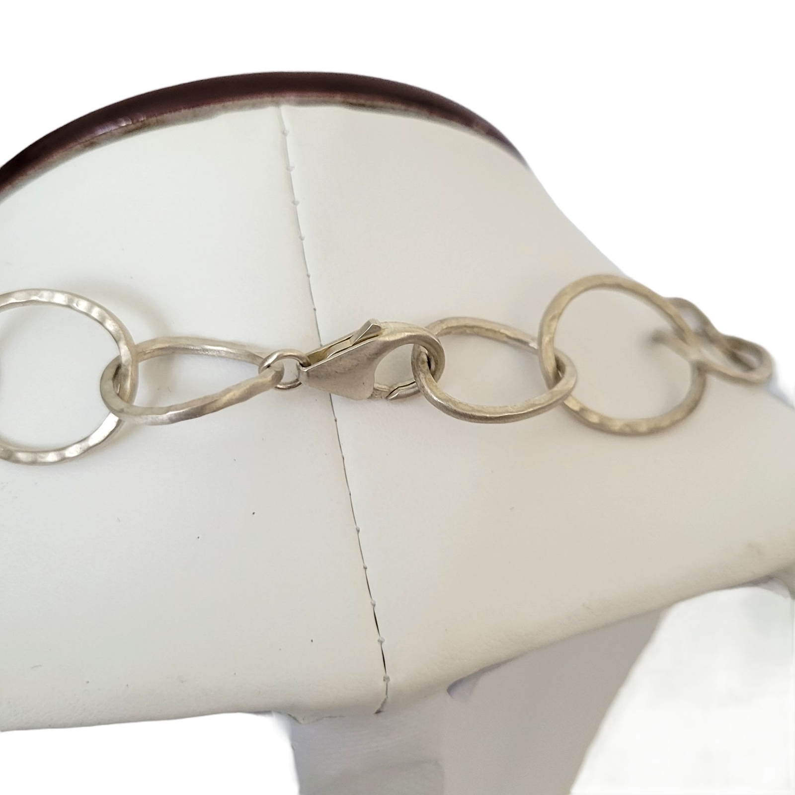 Sterling Silver Necklace Interlocking Circle Chain Lobster Clasp India 23″