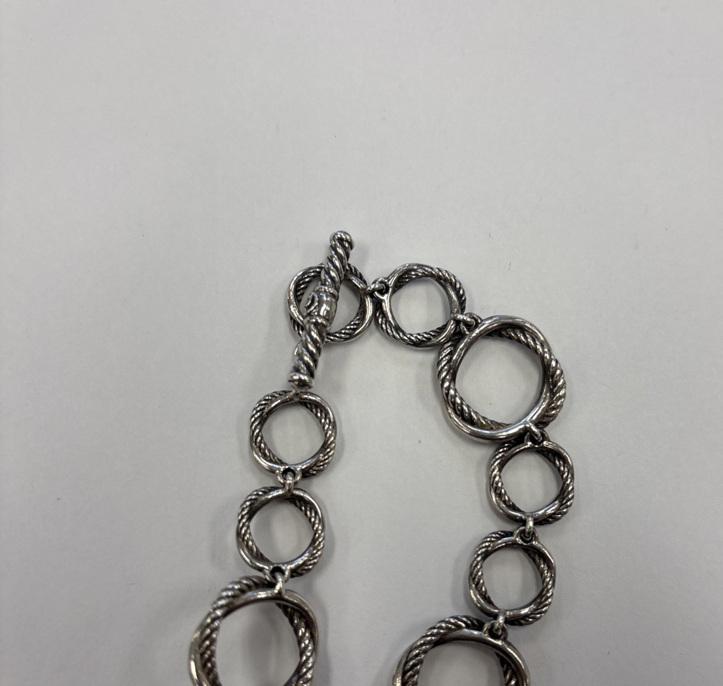 David Yurman Silver Crossover Infinity Rope Circle Chain Necklace 17”