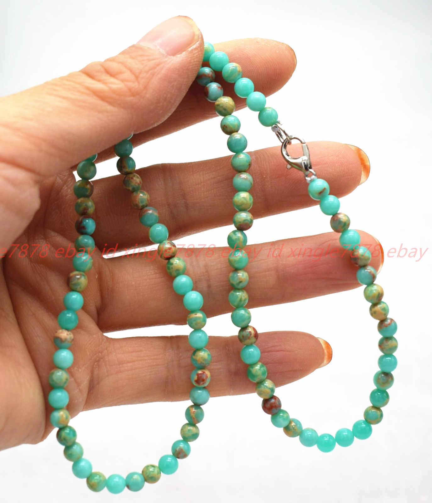 Small Natural 4mm Multicolor Shoushan Jasper Gems Round Beads Necklace 16-36in
