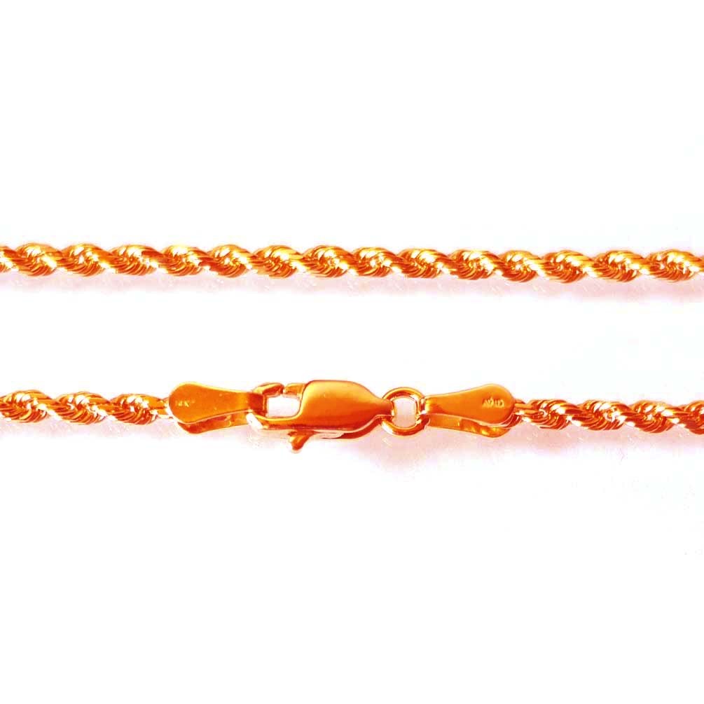 14K Solid Rose Gold Rope Chain 2.8 Grams W: 1.0 mm L: 16 inches (40 CM)-80