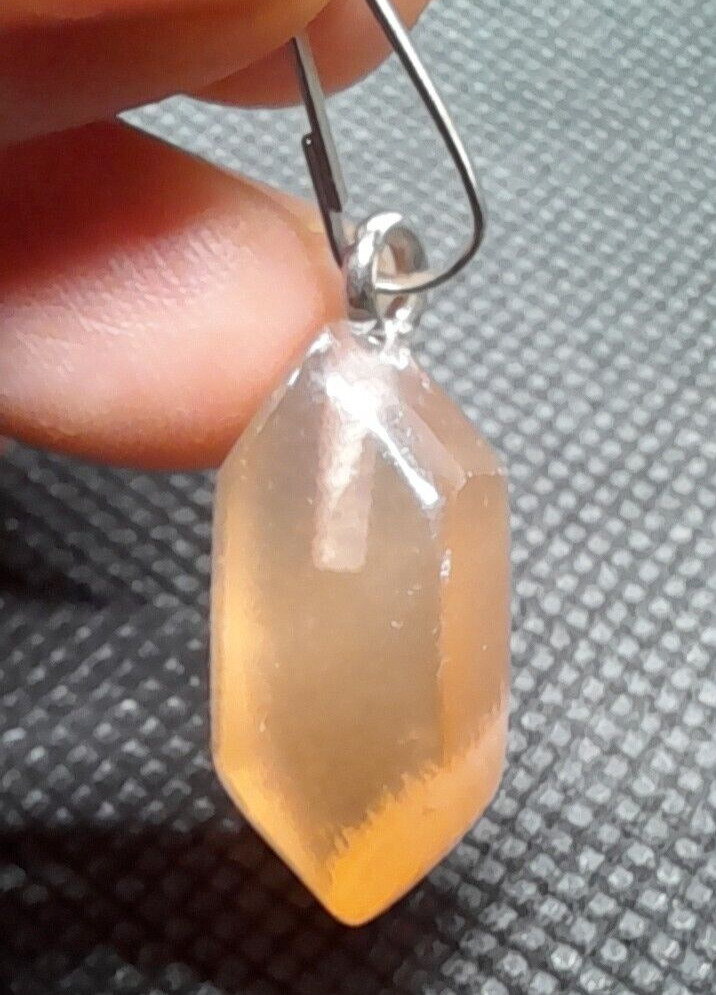 100% Natural Honey Calcite Crystal Gemstone Hexagon Shaped Pendant