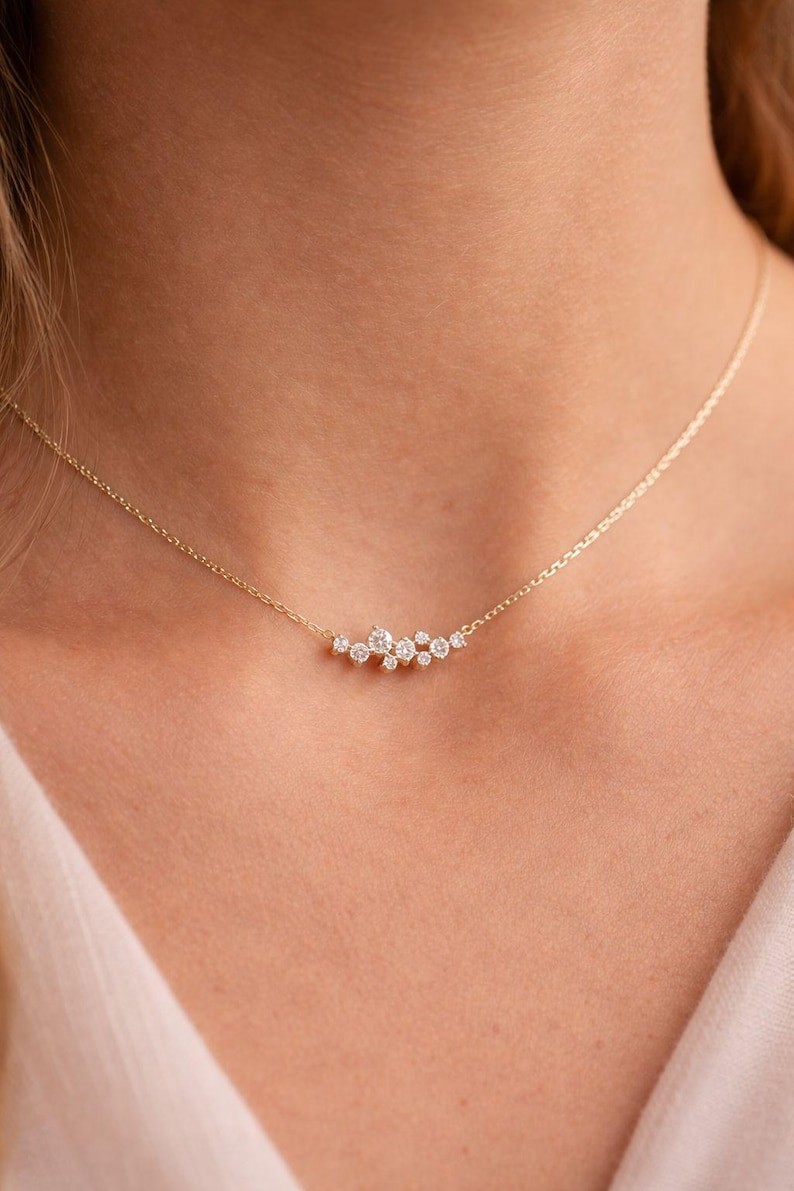 Best Seller ! Round Cut Natural Diamond Cluster Pendant In Solid 14K Yellow Gold