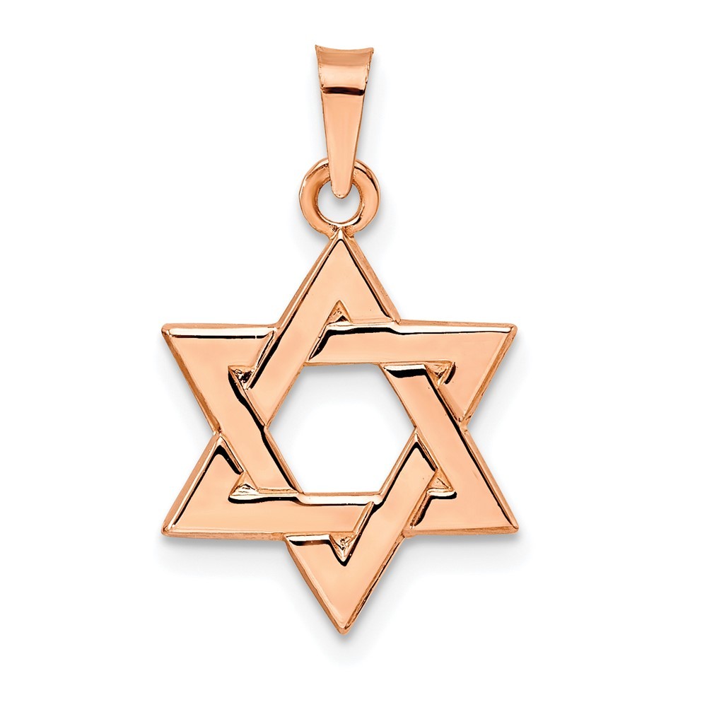 14k Rose Gold Polished Solid Star of David Pendant L-21.5 mm, W-15.65 mm