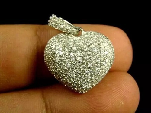 Heart Shape Pendant 3Ct Round Cut Real Moissanite 14K Yellow Gold Plated
