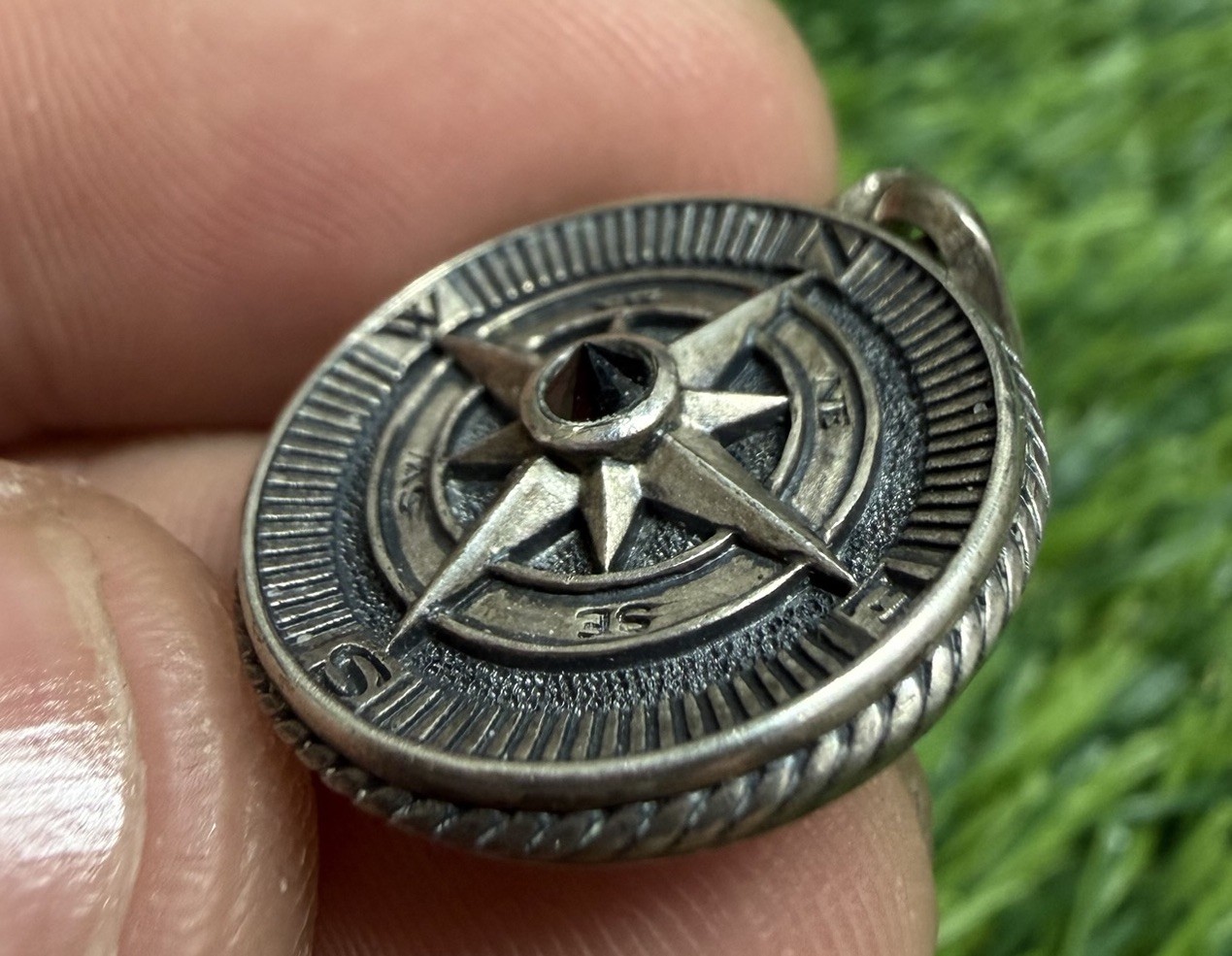 David Yurman Sterling Silver Maritime Compass Amulet Pendant 925 Black Diamond