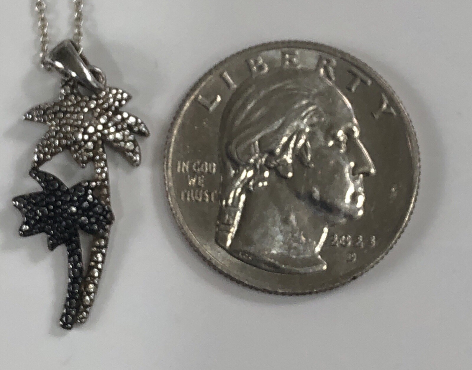 JCM Jacmel Necklace 925 Sterling Silver Palm Tree Diamond Accent – 18″ Length