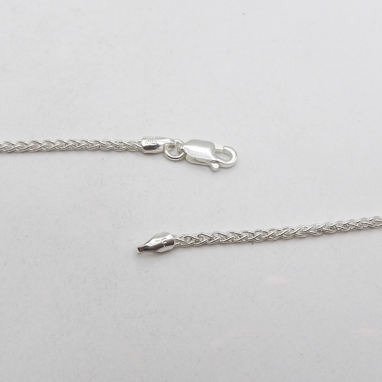 Sterling Silver Round Wheat Link Pendant Chain Necklace Long 36in Italy New