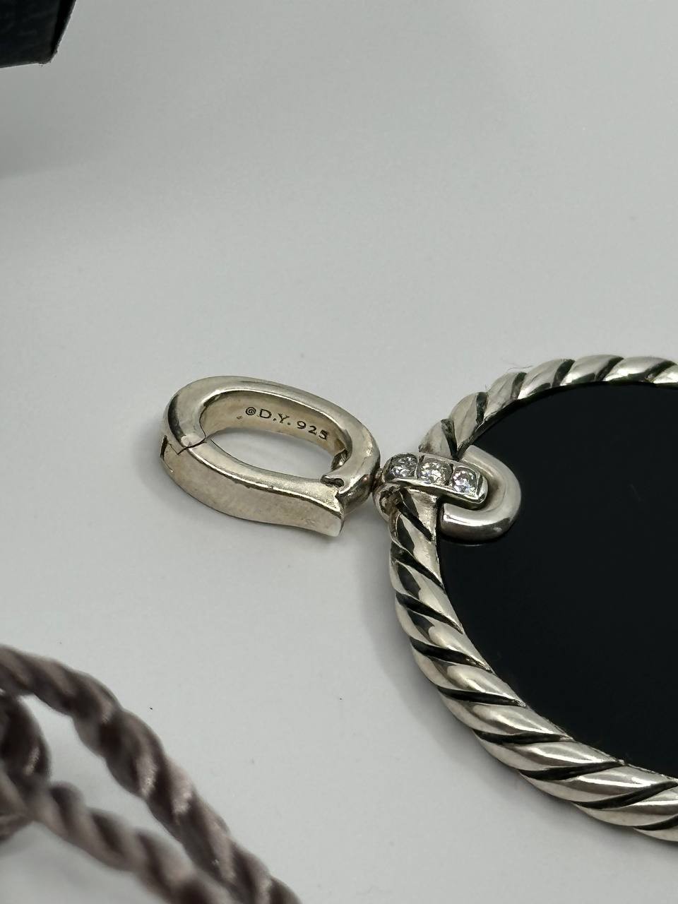 Authentic david yurman elements pendant mother of pearl, black onyx, diamonds