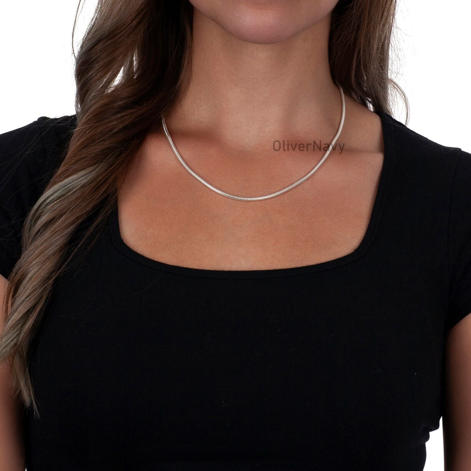 Solid Sterling Silver Italian SNAKE Chain Necklace Real 925 2mm – Round Snake