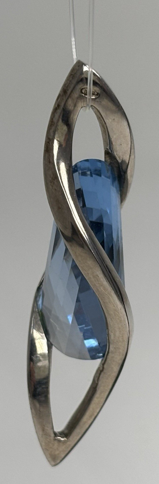 Vintage Rei SRL Pendant 925 Sterling Silver Faceted Spinel Ribbon Infinity Wrap