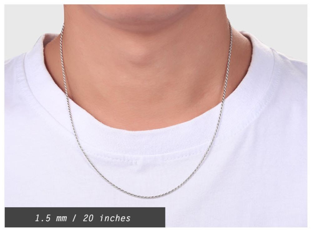 1.5MM Solid 925 Sterling Silver Italian DIAMOND CUT ROPE CHAIN Necklace Italy