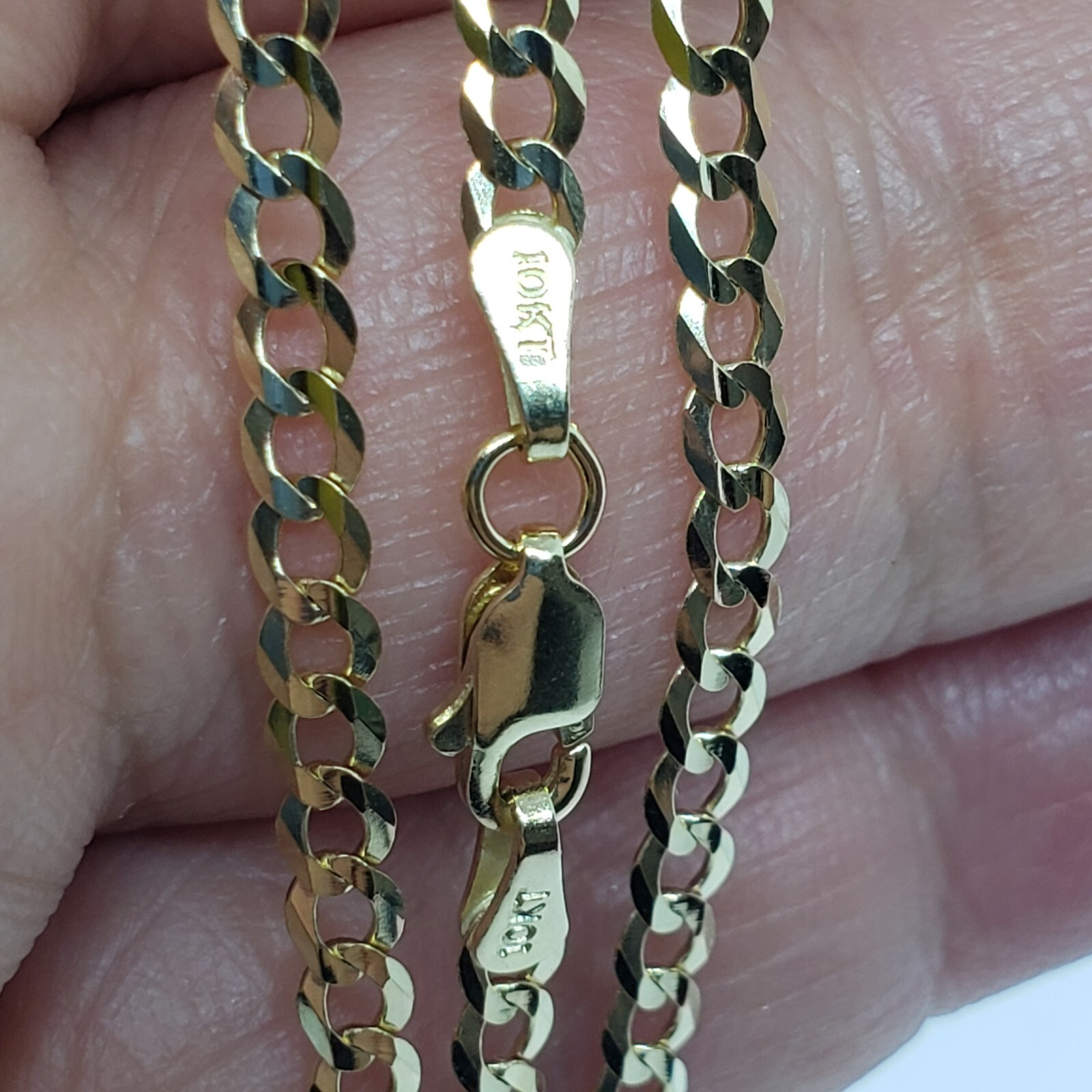 10K Yellow Gold Solid Cuban Link Chain Curb Necklace Bracelet 3mm, 7″~30″
