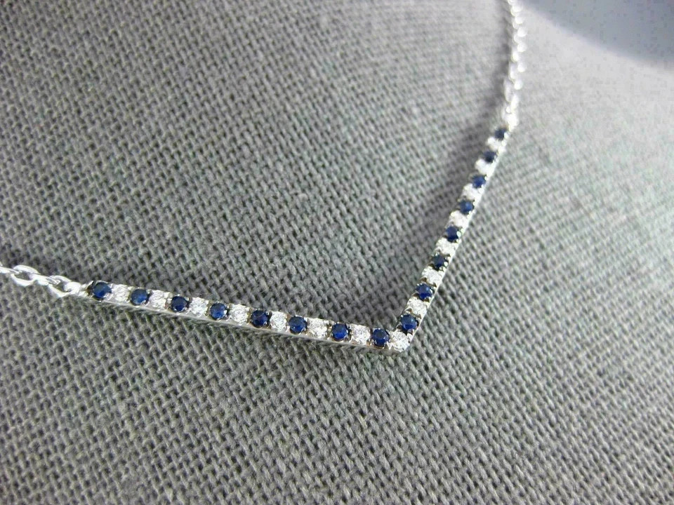 1Ct Round Cut Diamond & Blue Sapphire Pendant 18″ Necklace 14K White Gold Plated