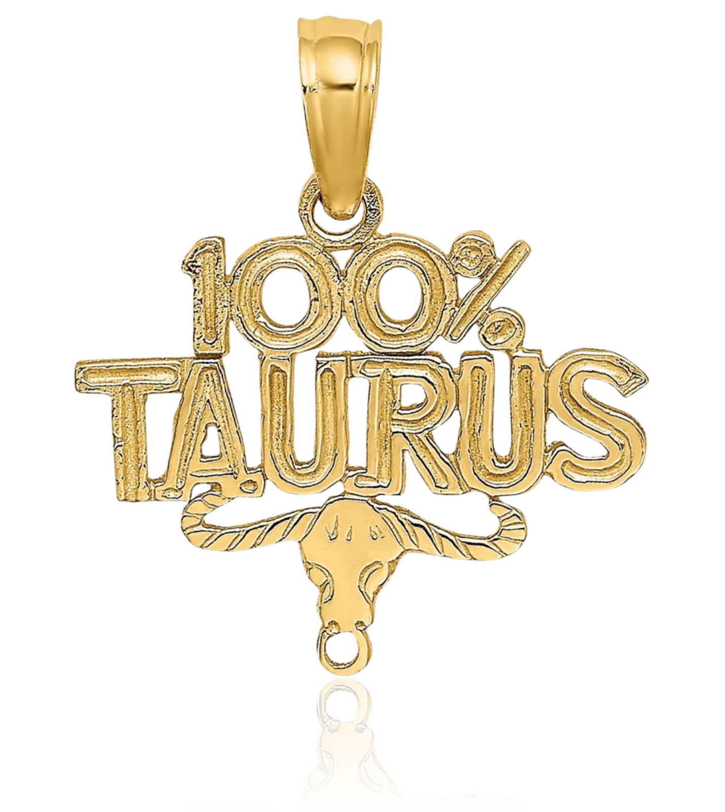 10K Solid Yellow Gold Small Taurus Zodiac Pendant Necklace 15.65mm 5/8 inch