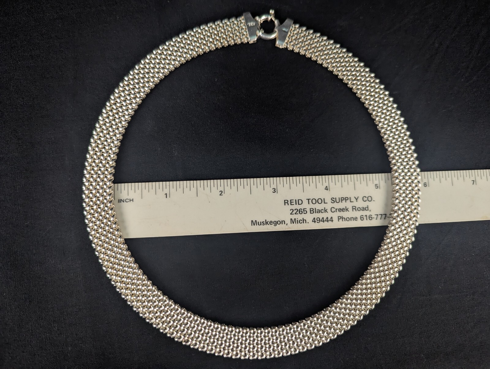 Sterling Silver Necklace Woven Mesh Chain 19″ Italy 110 Grams Heavy Vintage