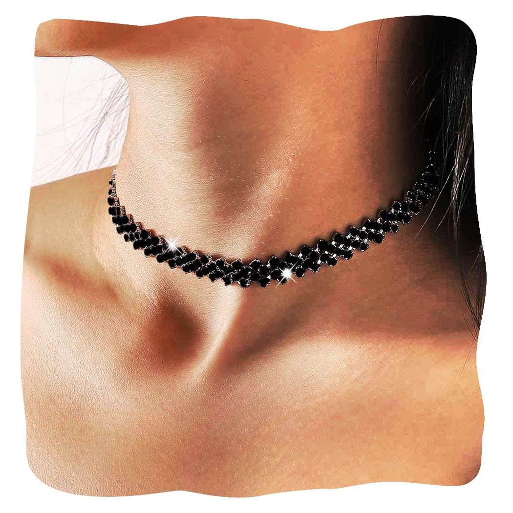 Black Choker Rhinestone Chokers Necklace for Women