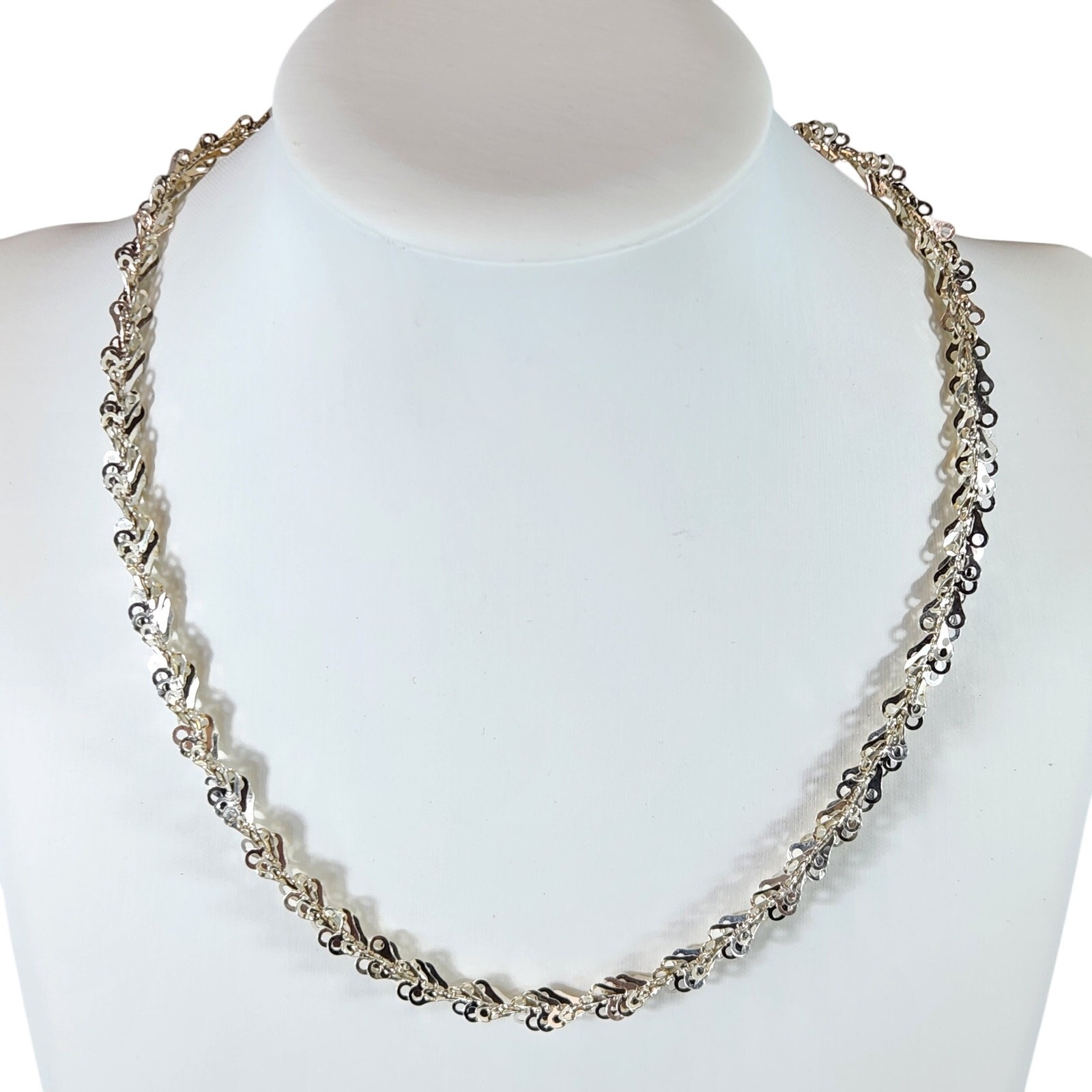 Milor Italy 925 Sterling Silver Disc Statement 18″ Necklace