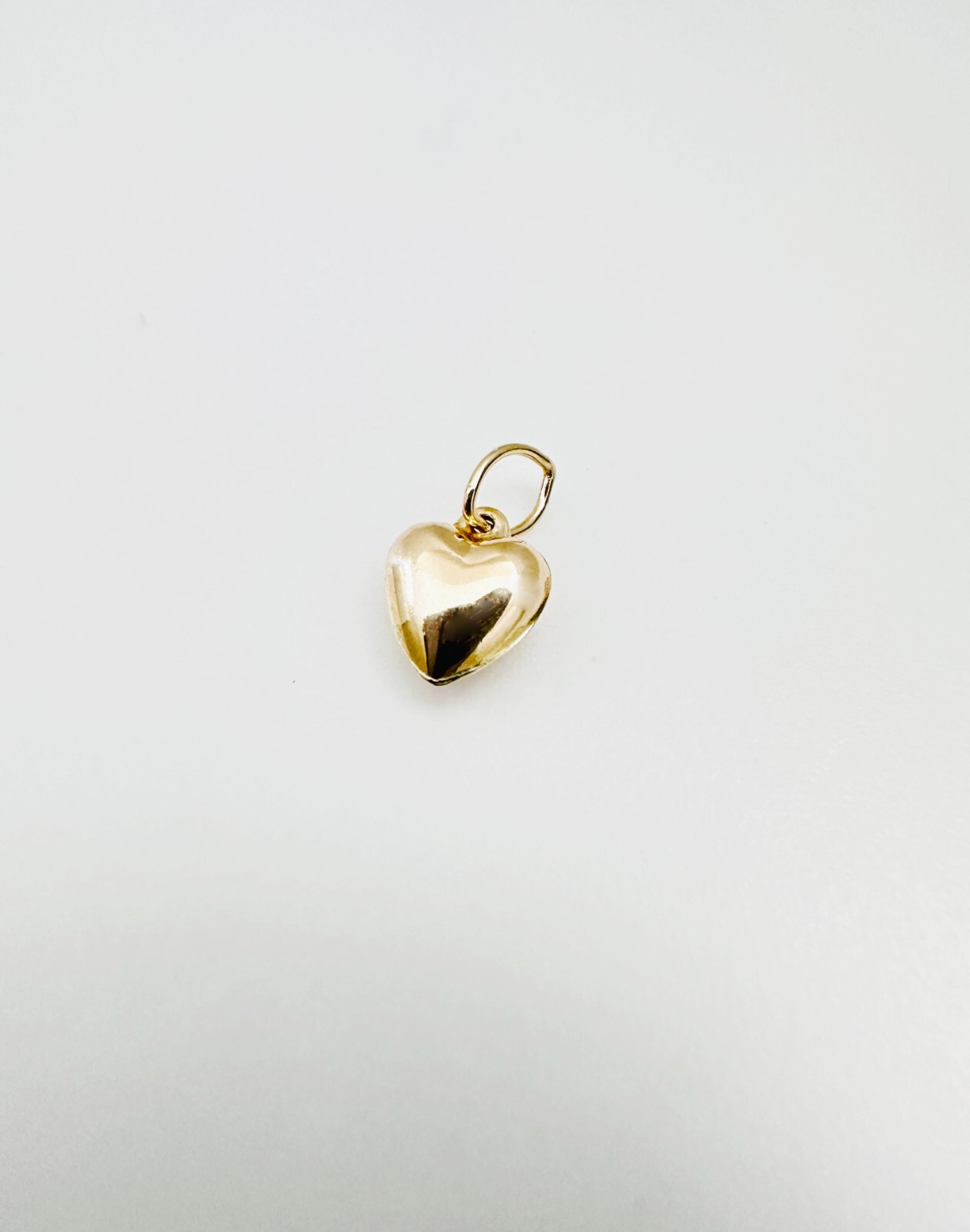 14K Solid Yellow Gold Mini / Petite Puffy Puffed Heart Charm Pendant 12.5x6mm