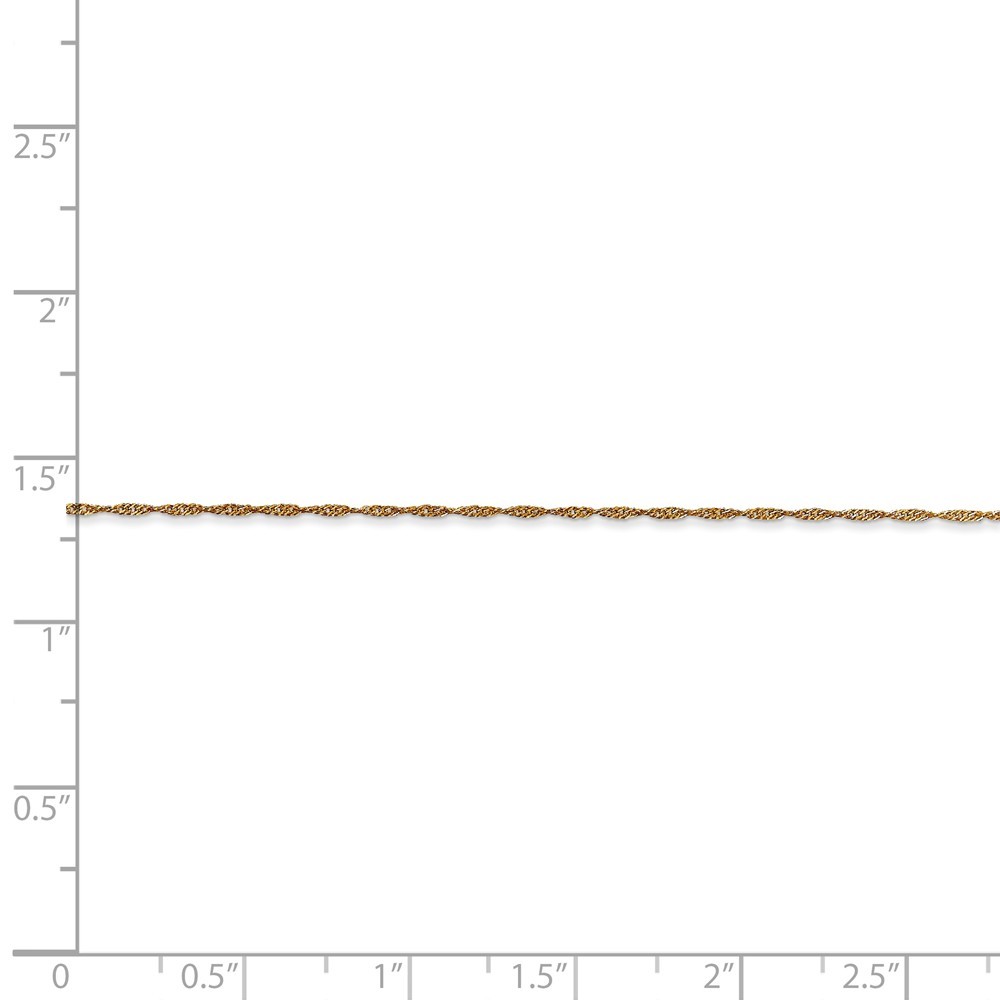 Real 14kt Yellow Gold 1mm Singapore Chain; 18 inch