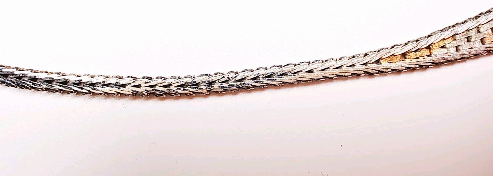 925 Italy Sterling Silver Tri Color Woven V Necklace 16″ Box Clasp 11.88g