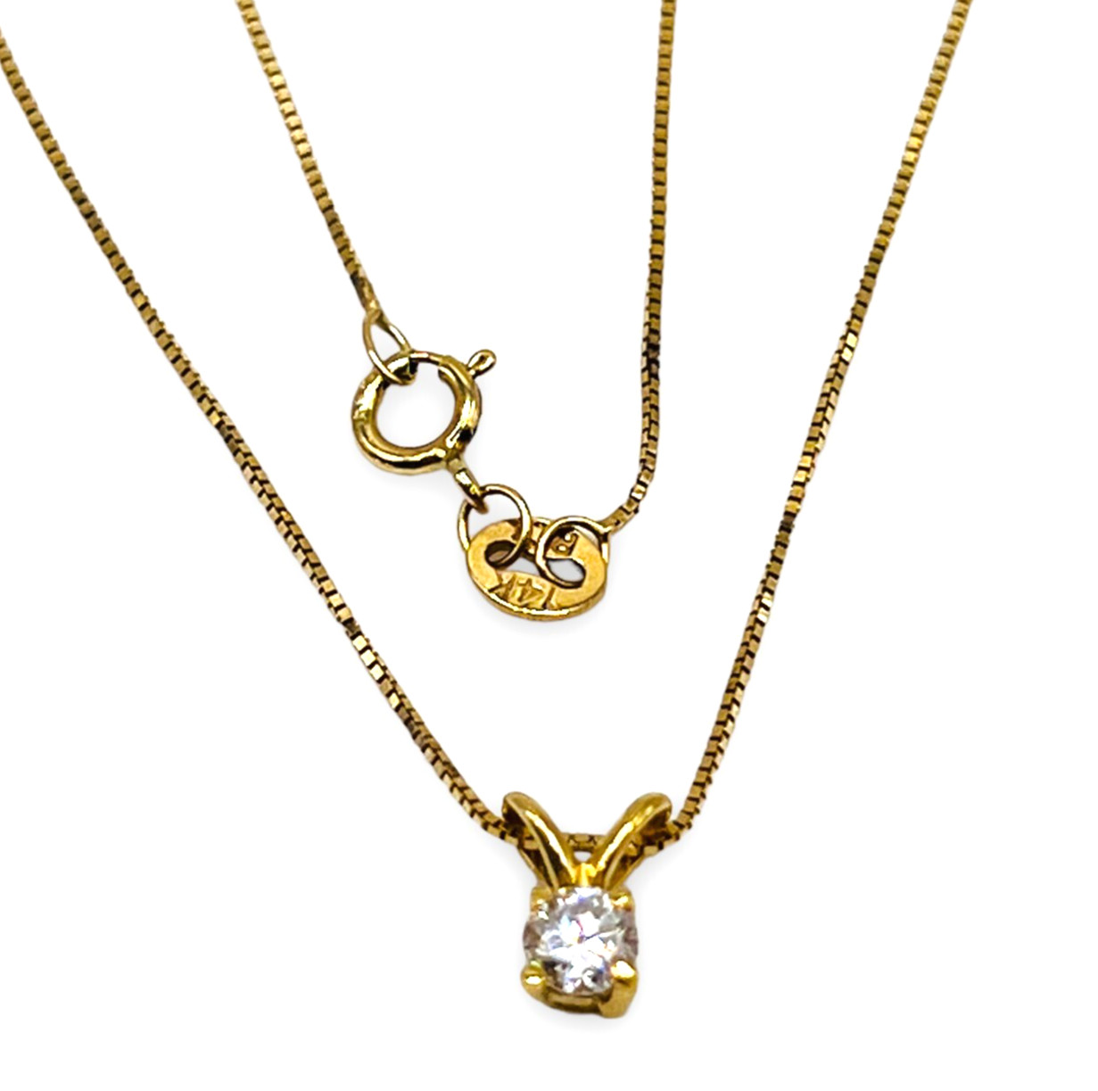 0.15 Ct Round Cut Natural VS-SI-G Diamond 14K Yellow Gold Pendant with 18″ Chain