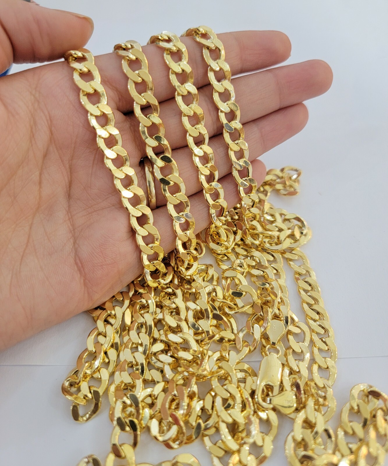 10kt Yellow Gold Chain 8mm Cuban Curb Link Necklace 26″Inch Strong Link REAL 10k