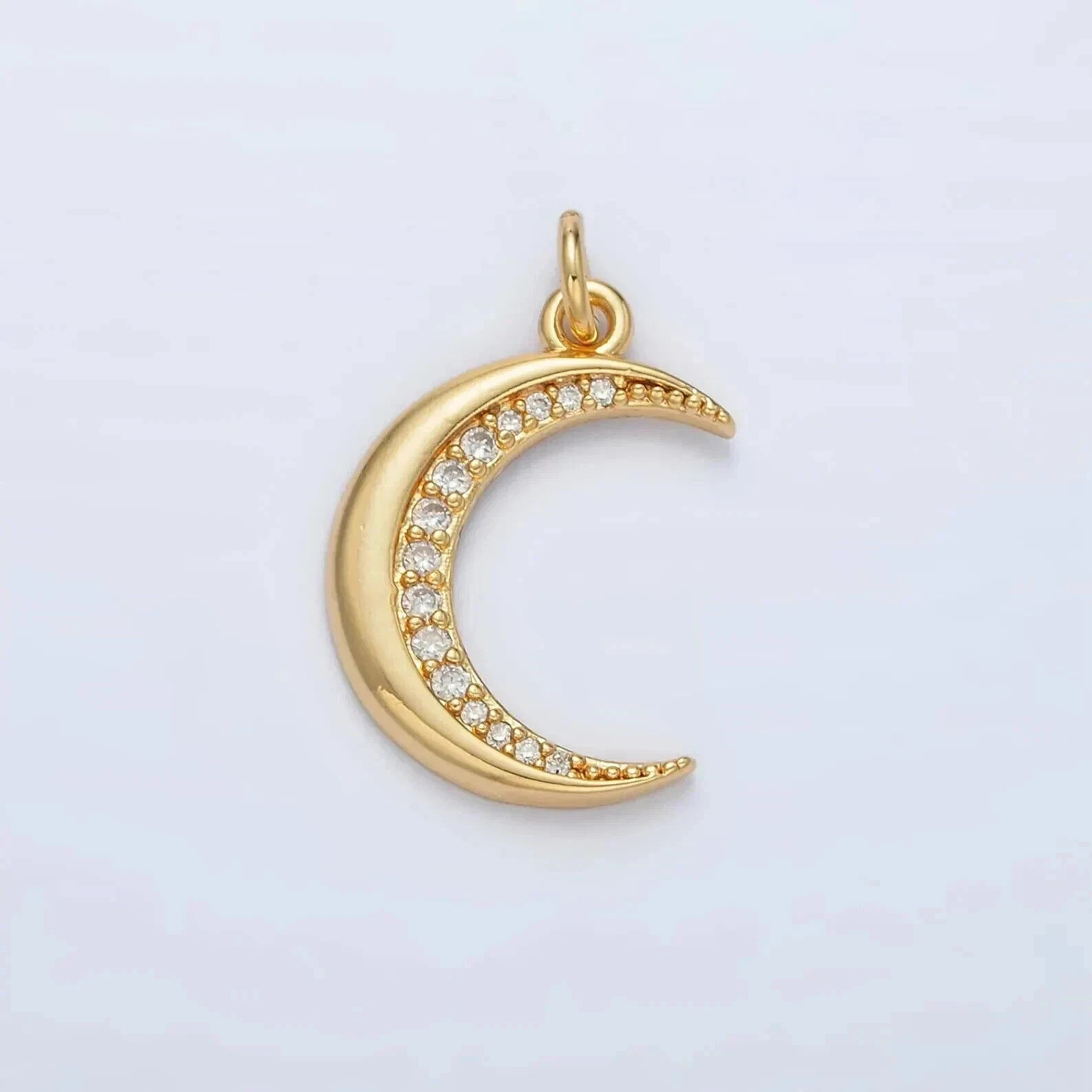 1 Ct Lab Created Diamond Crescent Moon Pendant Necklace 14k Yellow Gold Plated