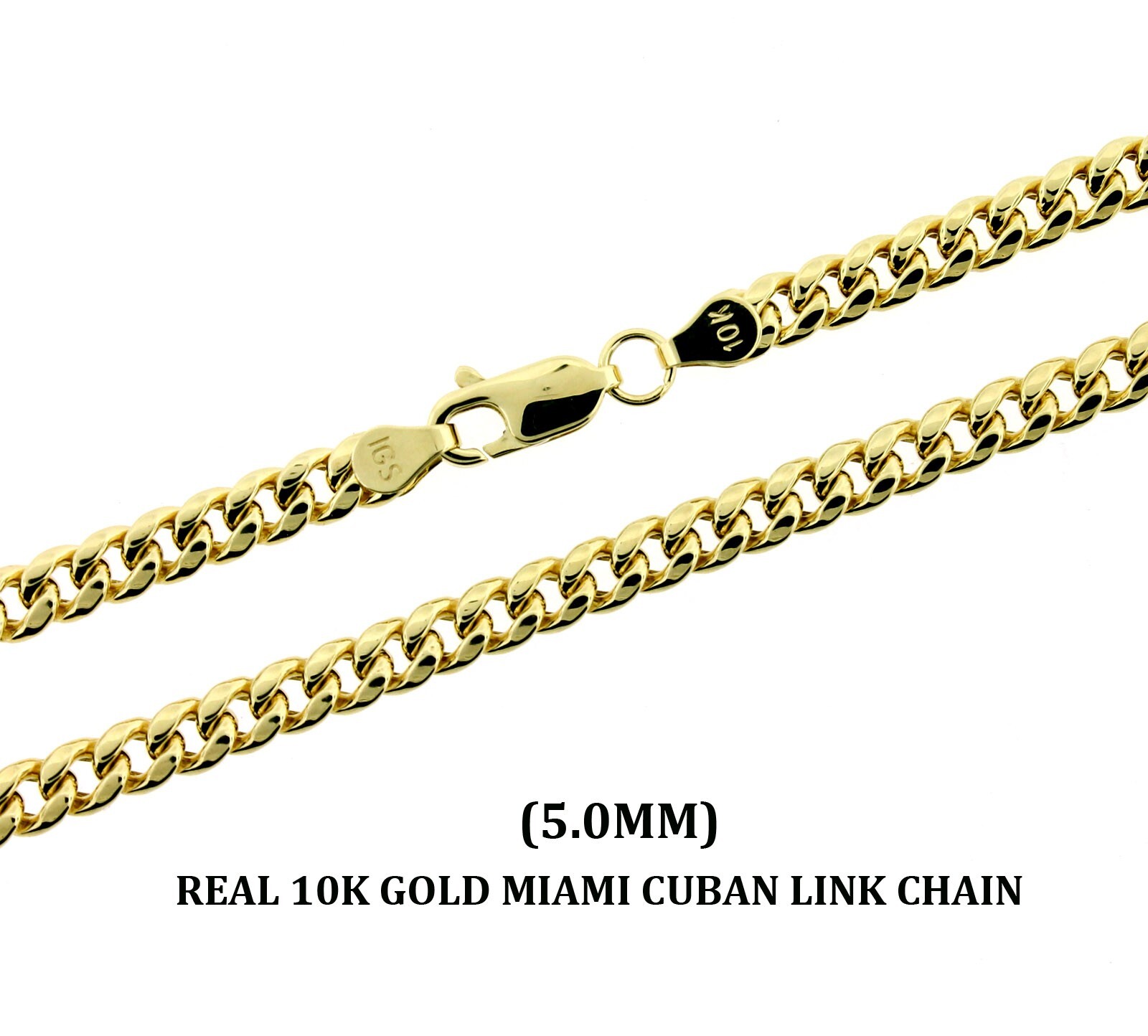 10K Yellow Gold 5mm 24″ Miami Cuban Link Chain Italian Necklace Mens Womens
