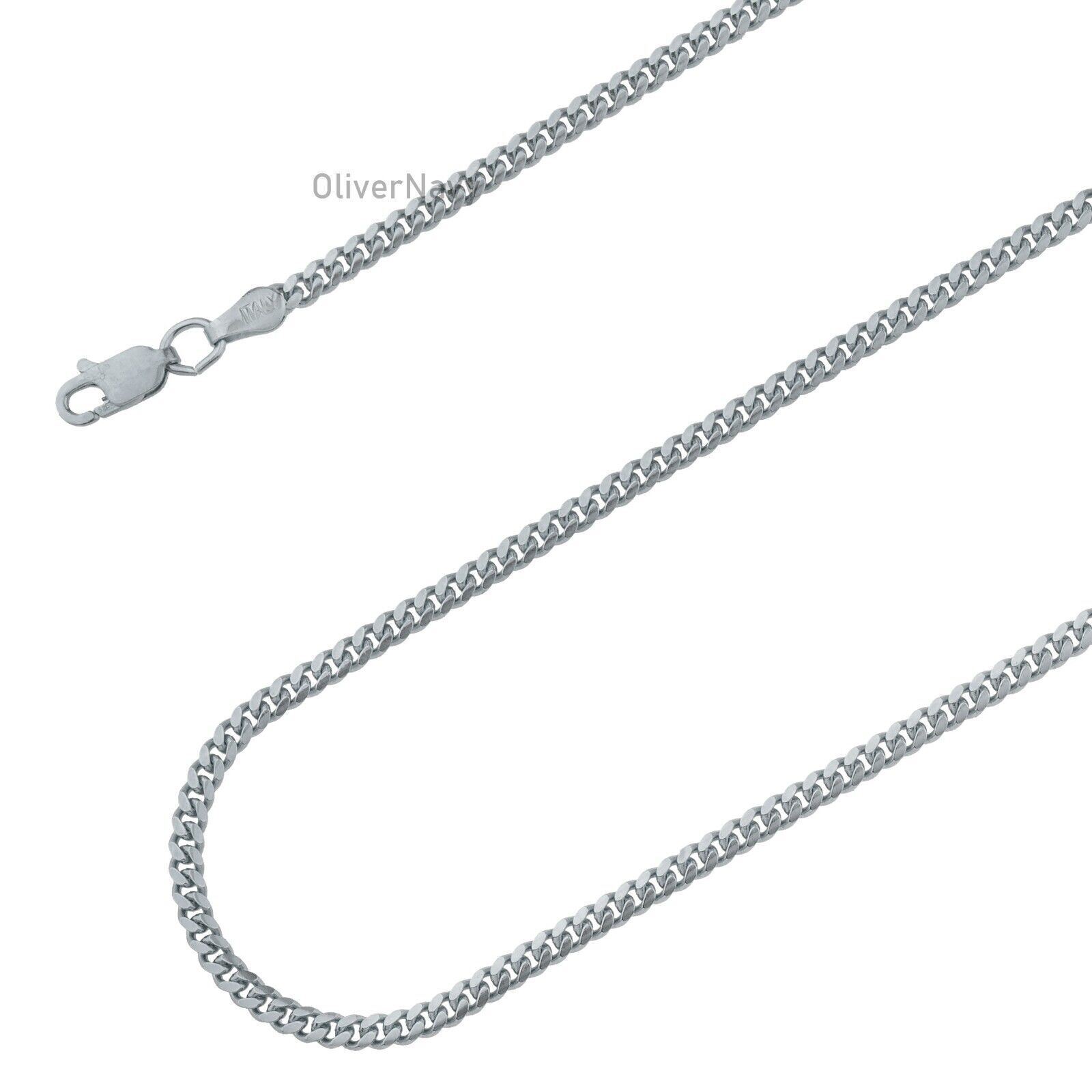 Men Women 925 Sterling Silver 3mm Miami Cuban Curb Chain Necklace 16”-30”