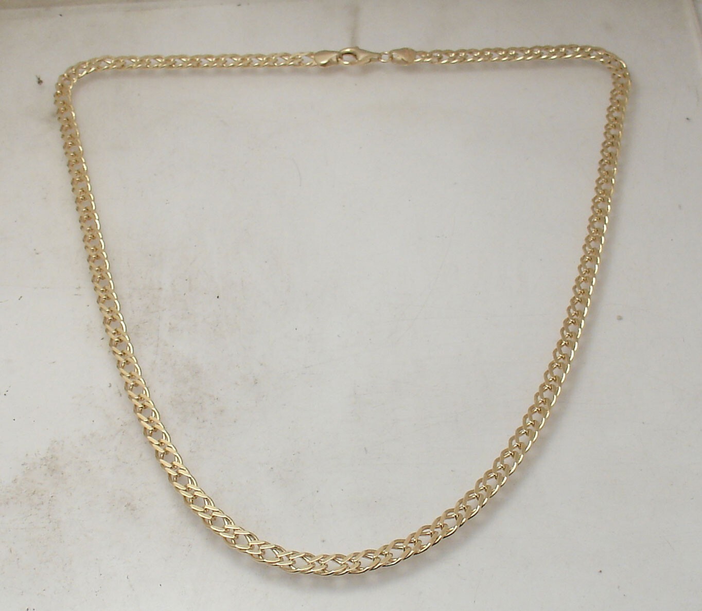 18″ Technibond Unique Double Curb Chain Necklace 14K Yellow Gold Plated Silver